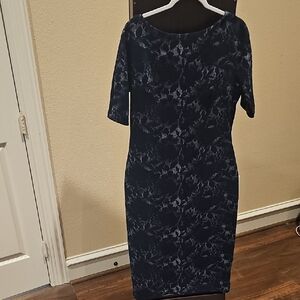 Maggy London Navy Floral Long Sleeve Dress